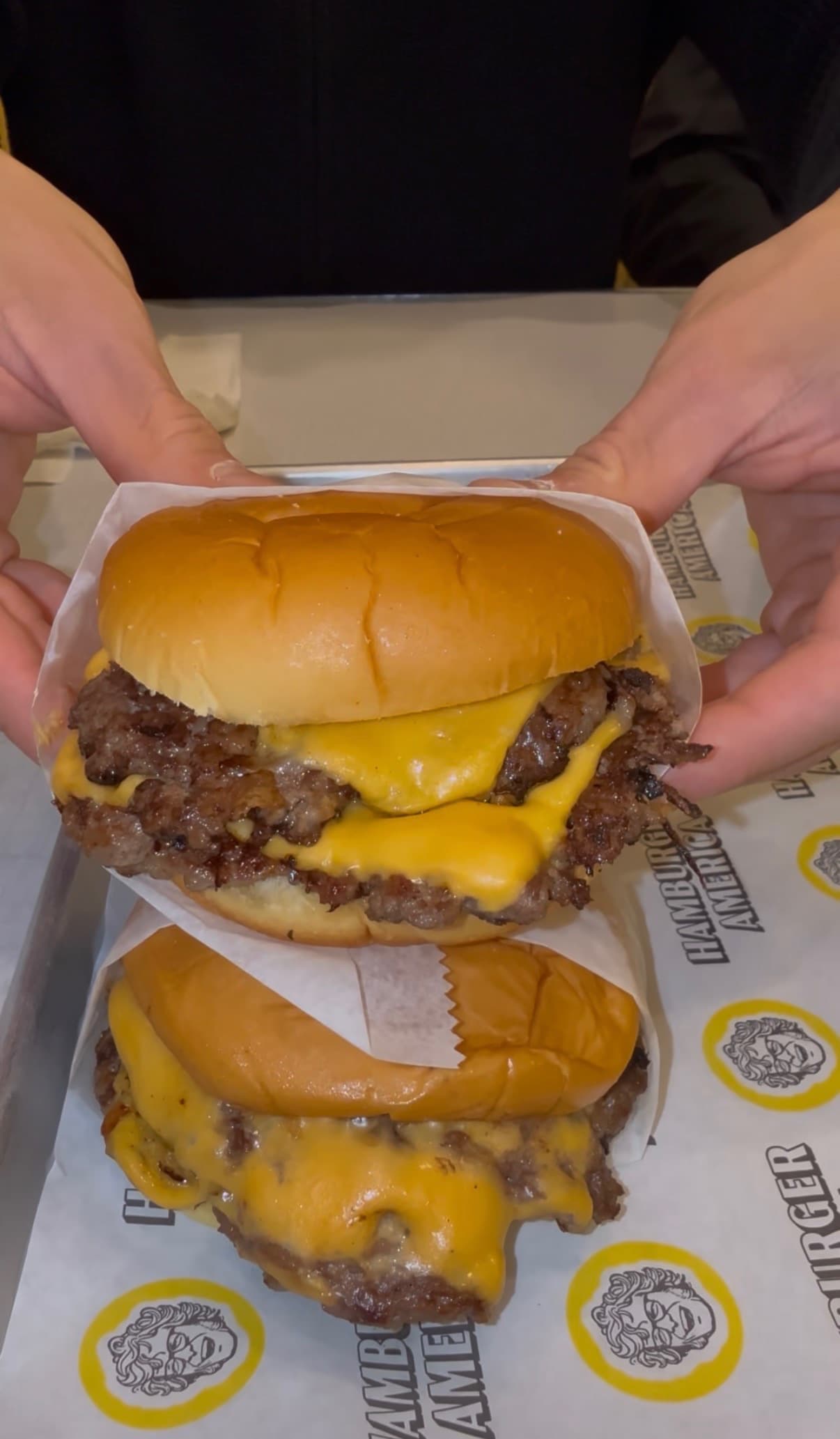 The George Motz's Fried Onion Burger at Hamburger America