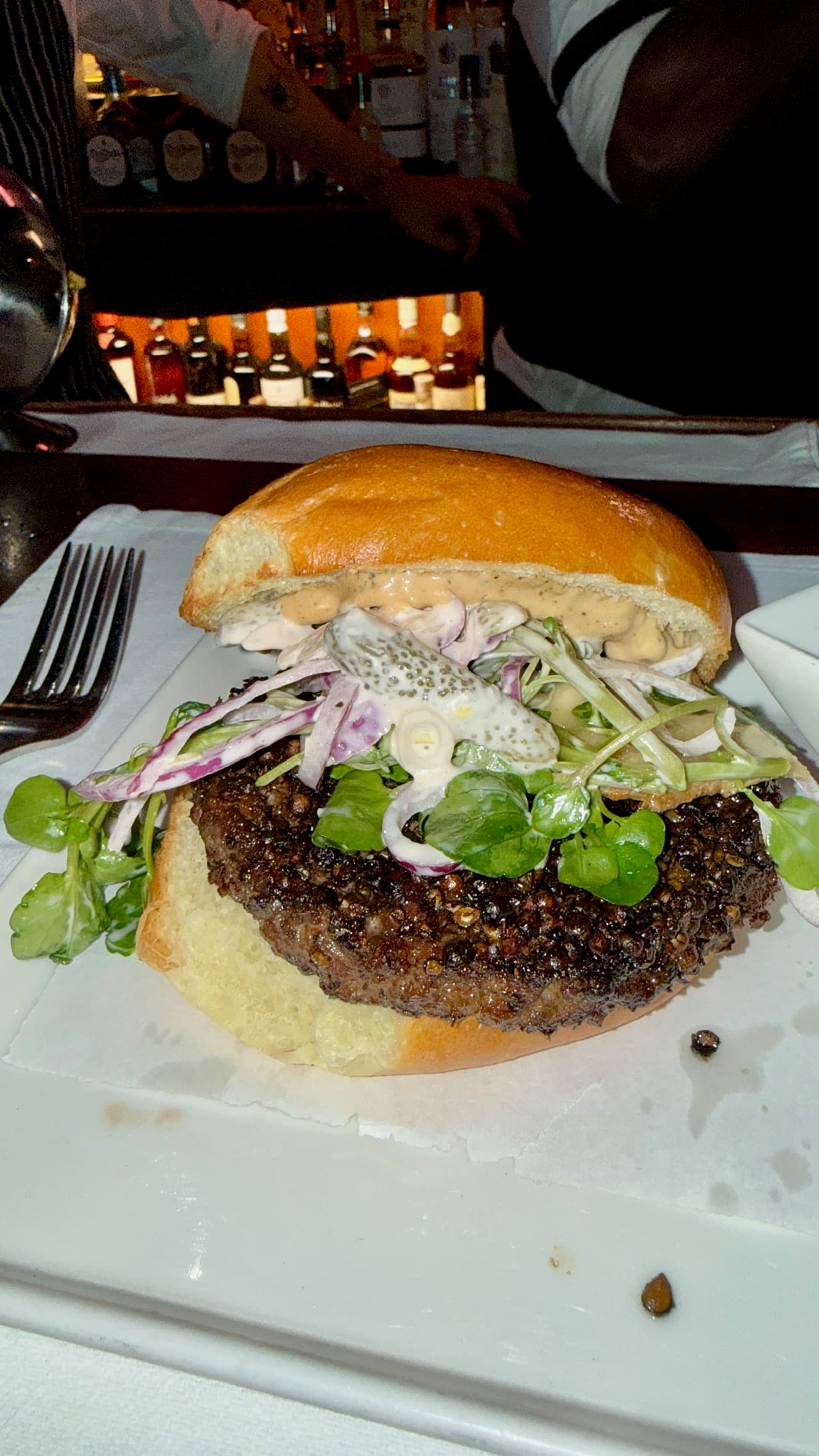 The Burger au Poivre at Raoul's