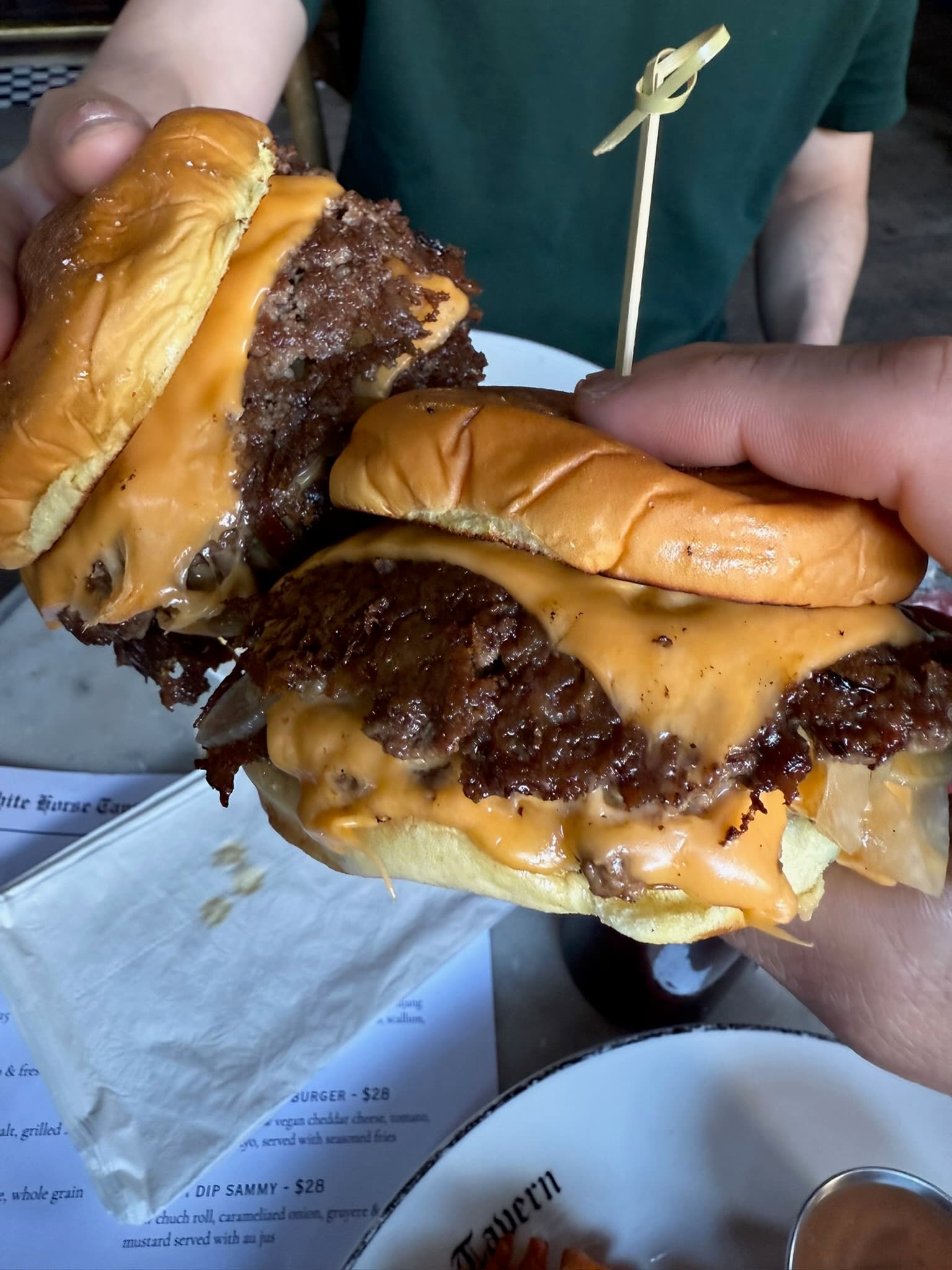 The Double Smash Burger at White Horse Tavern